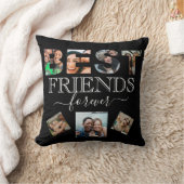 BFFフォトコラージョ最高のンフレンド引用文B&Wスローピル クッション (ブランケット)