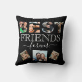 BFFフォトコラージョ最高のンフレンド引用文B&Wスローピル クッション (裏面)