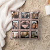 BFFフォトモダンコラージュバラ金ゴールドグリッターハート クッション (ブランケット)