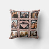 BFFフォトモダンコラージュバラ金ゴールドグリッターハート クッション (裏面)