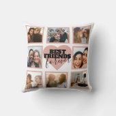 BFFフォトモダンコラージュバラ金ゴールドハート クッション (裏面)