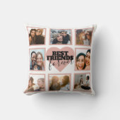 BFFフォトモダンコラージュバラ金ゴールドハート クッション (正面)