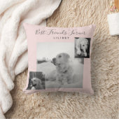 BFFフォトモダンコラージュ赤面ピンクパーソナライズされた クッション (ブランケット)