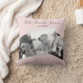 BFFフォトモダンコラージュ赤面ピンクパーソナライズされた クッション (ブランケット)