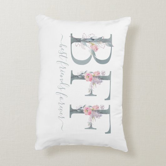 BFFフレンズエバー最高の引用文フローラタイポグラフィ アクセントクッション (裏面(縦))