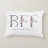 BFFフレンズエバー最高の引用文フローラタイポグラフィ アクセントクッション (裏面)