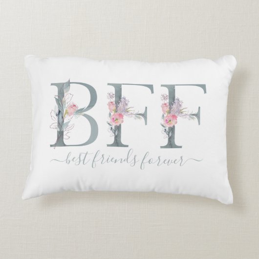 BFFフレンズエバー最高の引用文フローラタイポグラフィ アクセントクッション (裏面)