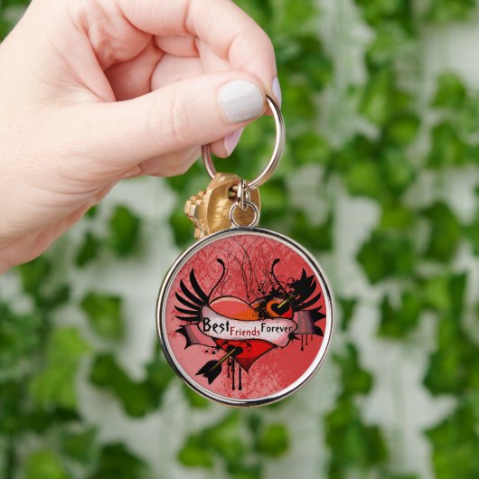 BFFフレンズ最高のフォーエバーグランジハートキーチェーン キーホルダー (手)