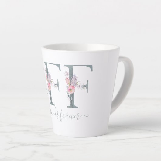 BFFフレンズ最高のフォーエバーフォトモダンタイポグラフィ カフェラテマグ (右アングル)