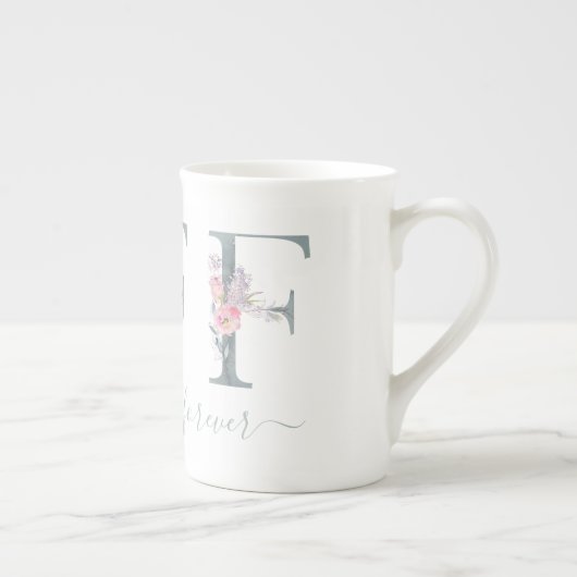 BFFフレン最高のズフォーエバー赤面水色フローラ ボーンチャイナマグカップ (右)