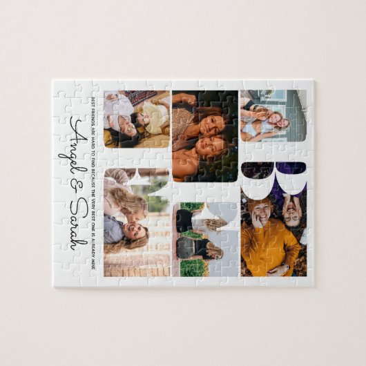 BFFモダンフレンズ最高の引用文写真コラージュ ジグソーパズル (横)