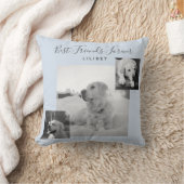 BFF写真モダンコラージギフトパーソナライズされたブルー クッション (ブランケット)