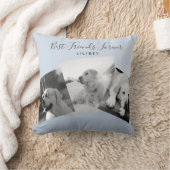 BFF写真モダンコラージギフトパーソナライズされたブルー クッション (ブランケット)