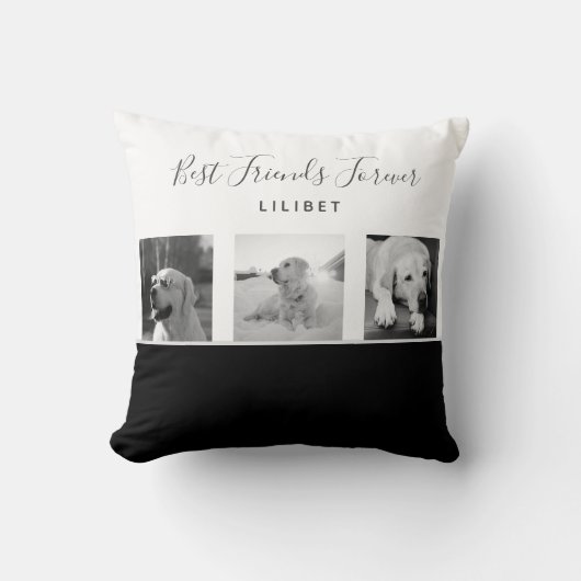 BFF写真モダンコラージギフト白黒 クッション (正面)