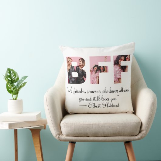 BFF写真モダンコラージュフレンド最高のベティ引用文 クッション (椅子)