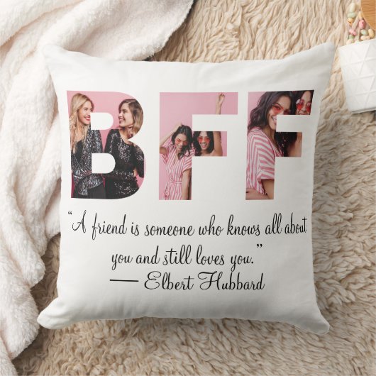 BFF写真モダンコラージュフレンド最高のベティ引用文 クッション (ブランケット)