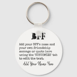 BFF友パーソナライズされただちギフト – タイプライターフォント キーホルダー