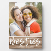 BFF名パーソナライズされたをウッドと素朴する フォトプラーク (正面)