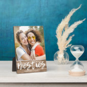 BFF名パーソナライズされたをウッドと素朴する フォトプラーク (側面)