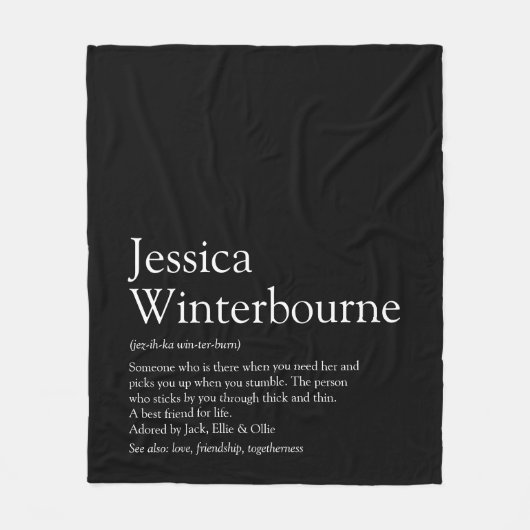 BFF定義の白黒パーソナライズされた フリースブランケット (正面)