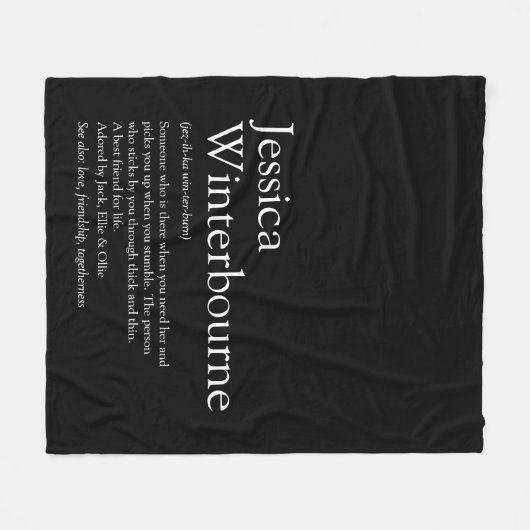 BFF定義の白黒パーソナライズされた フリースブランケット (正面(横))