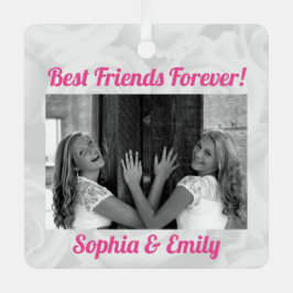 BFF最高の可愛いピンクのクリスマス メタルオーナメント