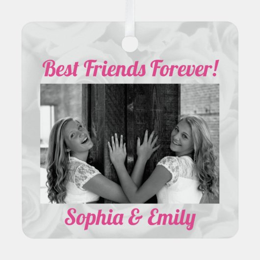 BFF最高の可愛いピンクのクリスマス メタルオーナメント (正面)