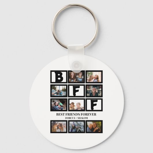 BFF スタイリッシュ Friends 最高の Forever 9 Photo Collage キーホルダー (正面)