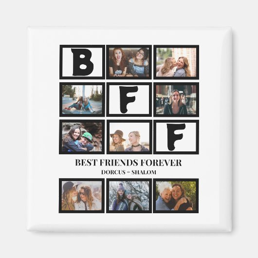 BFF スタイリッシュ Friends 最高の Forever 9 Photo Collage マグネット (正面)