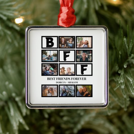 BFF スタイリッシュ Friends 最高の Forever 9 Photo Collage メタルオーナメント (ツリー)