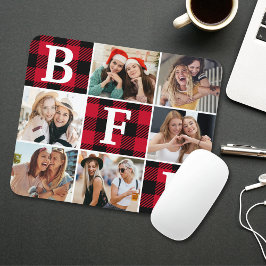 BFF ベストフレンド レッドチェック柄 思い出の写真 マウスパッド