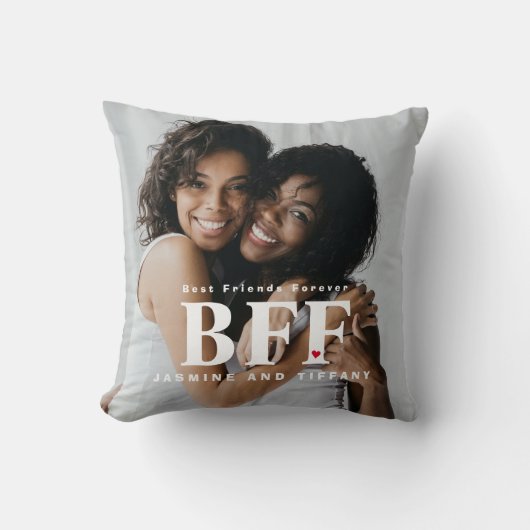 BFF ベストフレンド 永遠の友情 ハートの写真入り枕 クッション (正面)