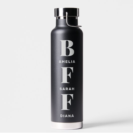 BFF |最高のお客様の名ユニーク前を黒く表示 ウォーターボトル (左面)