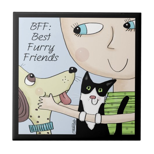 BFF:最高の犬猫と友人たち タイル (正面)