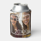 BFF – 白で正方形の写真と日付を追加縁ど 缶クーラー (缶正面)