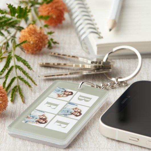 BFF 3 Photo Collage Best Friends Sage Green キーホルダー (正面右)