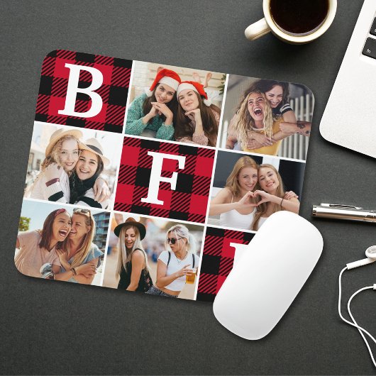 BFF Best Friends Red Plaid Keepsake Pictures マウスパッド