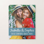 BFF Best friends trendy modern custom photo ジグソーパズル<br><div class="desc">Modern BFF photo puzzle featuring a trendy caption "Best Friends since" in white modern lettering. Easily customizable by adding your favorite photo and text by editing the template fields.</div>