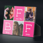BFF Friends最高の Besties Pink 3-photo Collage フォトプラーク<br><div class="desc">この可愛いデザインは、3枚の写真、文字「BFF」とテキスト用宇宙を備えている。クリックカスタマイズボタンを使用すると、文字の変更/追加をより柔軟に行うことができる。このデザインのバリエーションや調整製品は当店zazzle.com/store/doodleluluで入手できる。お連絡もし客様のマッチングデザインを作成するには、この製品を特定の製品に適用する必要ユニークがあります！6月2日までにDoodleLuluを見てくれてどうもありがとうバグデザイン!</div>