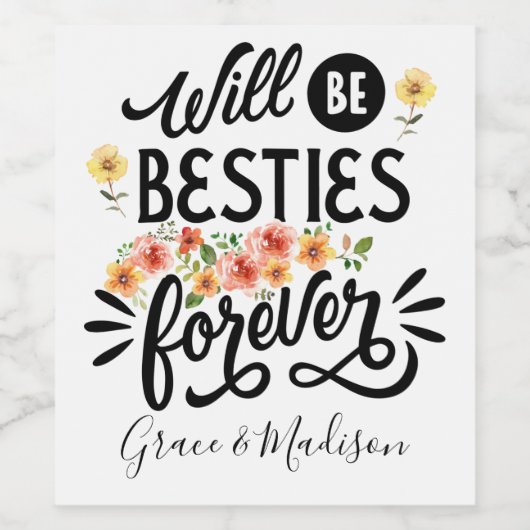 BFF Friends Forever Gift ワインラベル (シングルラベル)