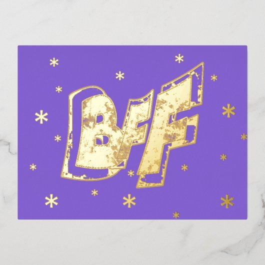 BFF Friendship Stars Gold Foilはがき 箔シーズンポストカード (正面)