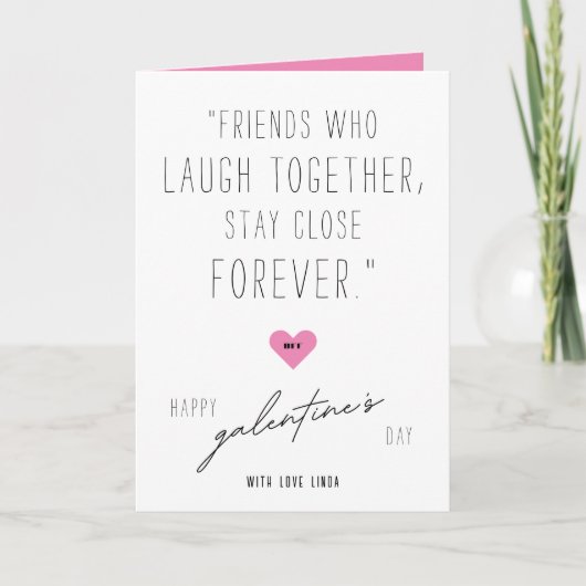 BFF Galentine's Day Pinkハートフォトコラージュ カード (正面)