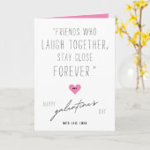 BFF Galentine's Day Pinkハートフォトコラージュ カード (黄色い花)