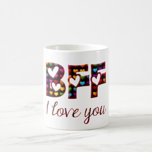 BFF I Love You Cuteハートタイポグラフィ友情 コーヒーマグカップ (中央)