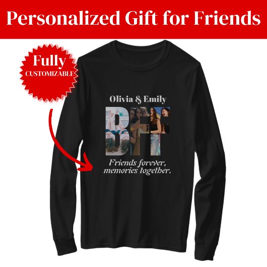 BFF Photo Collage Long Sleeve T-Shirt Tシャツ