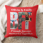 BFF Photo Collage Throw Pillow – Gift for Friend クッション (ブランケット)