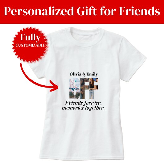BFF Photo T-Shirt – Personalized for Friends Tシャツ