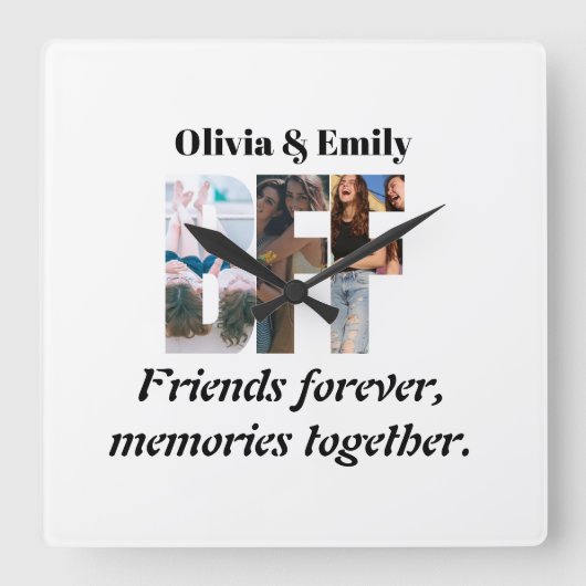 BFF Photo Wall Clock – Personalized Gift スクエア壁時計 (正面)