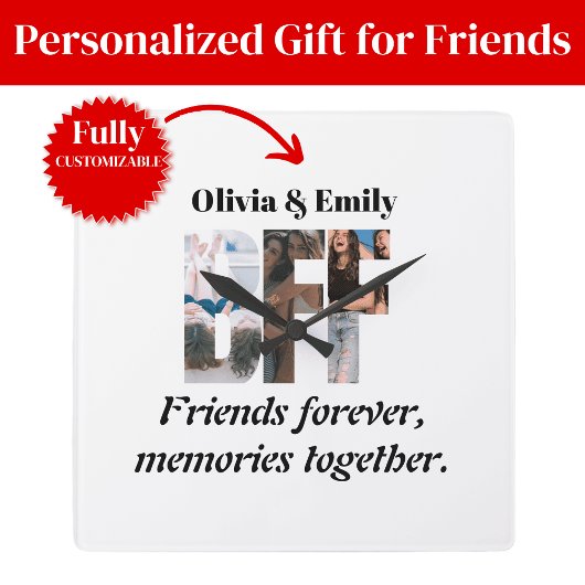 BFF Photo Wall Clock – Personalized Gift スクエア壁時計