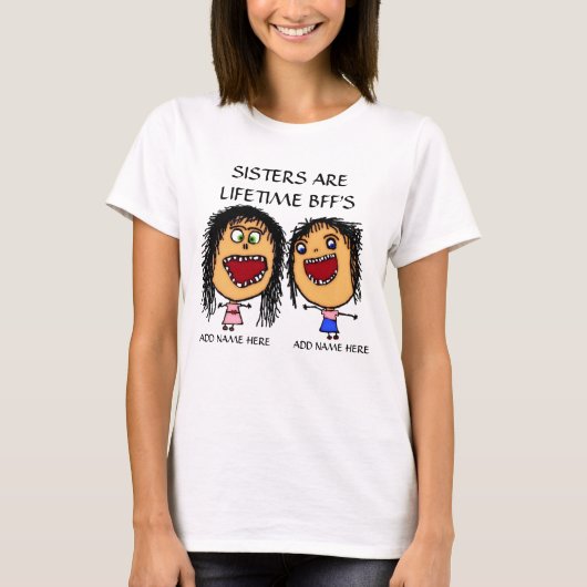 BFF Sisters Cartoon Tシャツ (正面)